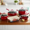 The Pioneer Woman Frontier Speckle 10-Piece Aluminum Nonstick Cookware Set, Red
