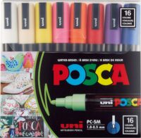 Uni Posca PC-5M 16 Color Medium Tip Paint Marker Set