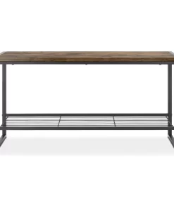 Whitmor Modern Industrial Entryway Bench Shoe Storage, Brown