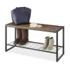 Whitmor Modern Industrial Entryway Bench Shoe Storage, Brown