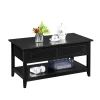 Yaheetech Wooden Lift Top Coffee Table with Hidden Compartment and 1 Open Shelf For Living Room, Black
