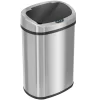 iTouchless 13 Gal. Stainless Steel Sensor Trash Can with AbsorbX Odor Filter, Oval Shape, Space-Saving Bin for Kitchen, Home Office