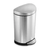 simplehuman 10 Liter / 2.6 Gallon Small Semi-Round Bathroom Step Trash Can, Brushed Stainless Steel,10.6 x 11.2 x 17.5 inches