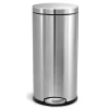 simplehuman 30 Liter / 8 Gallon Round Step Trash Can, Brushed Stainless Steel,15.1 x 12.4 x 25.6 inches