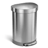 simplehuman 45 Liter/ 12 Gallon Semi-Round Hands-Free Step Trash Can, Brushed