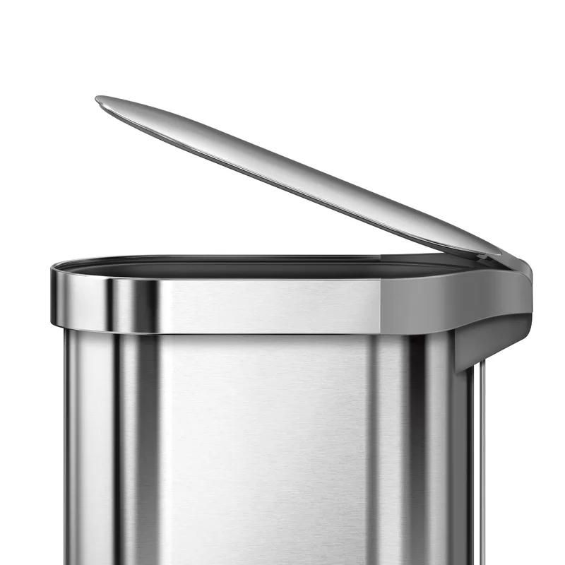 simplehuman Semi-Round Sensor Trash Can, 45 Liters - Brushed Stainless Steel