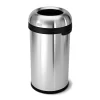 simplehuman 60 Liter 16 Gallon Bullet Open Top Trash Can, Commercial Grade Heavy Gauge, Brushed Stainless Steel