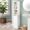 Mainstays White Bathroom Storage Linen Tower with Open and Concealed Shelves