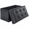 Mainstays Collapsible Storage Ottoman, Quilted Black Faux Leather