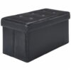 Mainstays Collapsible Storage Ottoman, Quilted Black Faux Leather