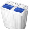 Giantex Portable Mini Compact Twin Tub Washing Machine 17.6lbs Washer Spain Spinner Portable Washing Machine, Blue+ White