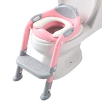 Fedicelly Potty Training Seat Ladder Girls, Toddlers Potty Chair Potty Seat (Gray/Pink)