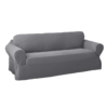 Mainstays Soft Touch Plush Stretch Fabric Sofa Slipcover, Grey, 1-Piece