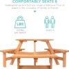 Best Choice Products 6-Person Circular Outdoor Wooden Picnic Table for Patio, Backyard, Garden, DIY w/ 3 Built-in Benches, 500lb Capacity - Natural