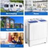 Giantex Portable Mini Compact Twin Tub Washing Machine 17.6lbs Washer Spain Spinner Portable Washing Machine, Blue+ White