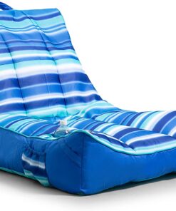 Big Joe Captain's Float No Inflation Needed Pool Lounger with Drink Holder, Blurred Blue, 3ft