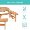 Best Choice Products 6-Person Circular Outdoor Wooden Picnic Table for Patio, Backyard, Garden, DIY w/ 3 Built-in Benches, 500lb Capacity - Natural