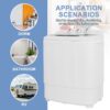 SUPER DEAL Compact Mini Twin Tub Washing Machine, Portable Laundry Washer w/Wash and Spin Cycle Combo, Built-in Gravity Drain, 13lbs