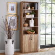 Mainstays Traditional 5 Shelf Bookcase With Doors, Weathered Oak