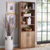 Mainstays Traditional 5 Shelf Bookcase With Doors, Weathered Oak