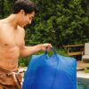Big Joe Captain's Float No Inflation Needed Pool Lounger with Drink Holder, Blurred Blue, 3ft