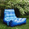 Big Joe Captain's Float No Inflation Needed Pool Lounger with Drink Holder, Blurred Blue, 3ft