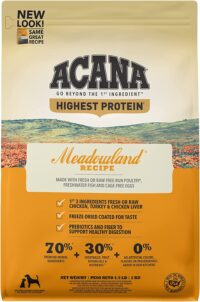 ACANA Highest Protein, Meadowland, Grain Free Dry Dog Food, 4.5lb