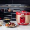 AROMA 20-Cup Red Rice Cooker with Glass Lid ARC-1230R