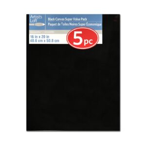 Artist's Loft Necessities 4 Packs: 5 ct. (20 total) 16" x 20" Black Canvas Super Value Pack