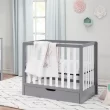 Carter's by DaVinci Colby 4-in-1 Convertible Mini Crib with Trundle Drawer in Grey and White, Greenguard Gold Certified, Undercrib Storage