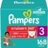 Diapers Size 3, 168 Count - Pampers Pull On Cruisers 360° Fit Disposable Baby Diapers with Stretchy Waistband
