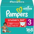 Diapers Size 3, 168 Count - Pampers Pull On Cruisers 360° Fit Disposable Baby Diapers with Stretchy Waistband