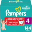 Diapers Size 4, 144 Count - Pampers Pull On Cruisers 360° Fit Disposable Baby Diapers with Stretchy Waistband
