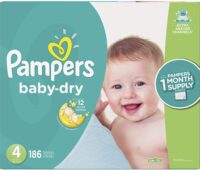 Diapers Size 4, 186 Count - Pampers Baby Dry Disposable Baby Diapers