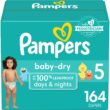 Diapers Size 5, 164 Count - Pampers Baby Dry Disposable Baby Diapers