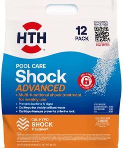 HTH Pool Care Shock Advanced, Swimming Pool Chemical Prevents Bacteria & Algae, Cal Hypo Formula, 1 lb (Pack of 12)