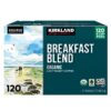 Kirkland Signature Organic Breakfast Blend Light-Roast Coffee, K-Cup Pods, 120 Count