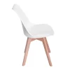 Matcha Chic Set of 4 Dining Chairs Mid-Century Modern Shell PU Seat with Wooden Legs-White