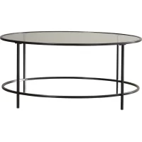 Meyer&Cross Orwell 36 in. Blackened Bronze Medium Round Glass Coffee Table with Shelf