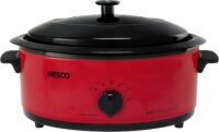 NESCO 4816-12, Roaster Oven with Porcelain Cookwell, Red, 6 quart, 750 watts