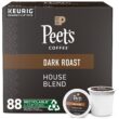 Peet's Coffee, Dark Roast K-Cup Pods for Keurig Brewers - House Blend 88 Count (4 Boxes of 22 K-Cup Pods)