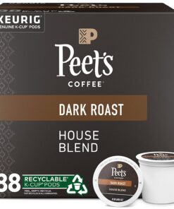 Peet's Coffee, Dark Roast K-Cup Pods for Keurig Brewers - House Blend 88 Count (4 Boxes of 22 K-Cup Pods)