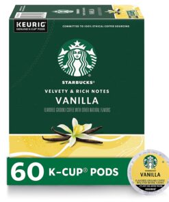 Starbucks Flavored K-Cup Coffee Pods, Vanilla for Keurig Brewers, 6 boxes (60 pods total)
