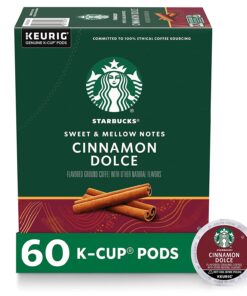 Starbucks K-Cup Coffee Pods, Cinnamon Dolce Flavored Coffee for Keurig Brewers, Naturally Flavored, 100% Arabica, 6 boxes (60 pods total)