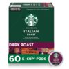 Starbucks K-Cup Coffee Pods, Dark Roast Coffee, Italian Roast for Keurig Brewers, 100% Arabica, 6 boxes (60 pods total)