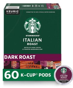 Starbucks K-Cup Coffee Pods, Dark Roast Coffee, Italian Roast for Keurig Brewers, 100% Arabica, 6 boxes (60 pods total)