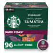 Starbucks K-Cup Coffee Pods, Dark Roast Coffee, Sumatra for Keurig Brewers 100% Arabica, 4 boxes (96 pods total)