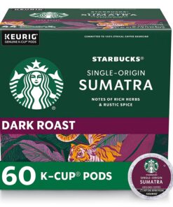 Starbucks K-Cup Coffee Pods, Dark Roast Coffee, Sumatra for Keurig Brewers, 100% Arabica, 6 boxes (60 pods total)