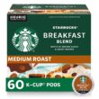Starbucks K-Cup Coffee Pods, Medium Roast Coffee, Breakfast Blend for Keurig Brewers, 100% Arabica, 6 boxes (60 pods total)