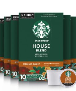 Starbucks K-Cup Coffee Pods, Medium Roast Coffee, House Blend for Keurig Brewers, 100% Arabica, 6 boxes (60 pods total)